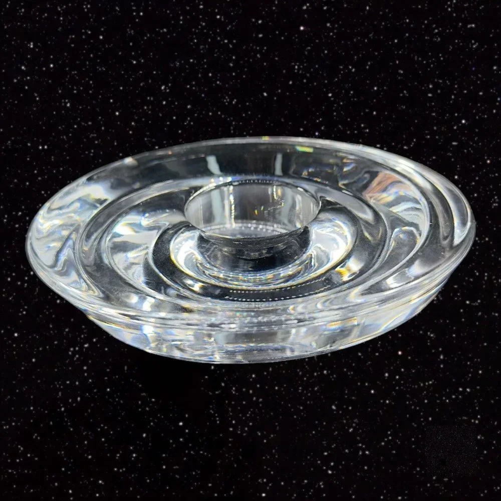 Vintage Miller‎ Rogaska Clear Tapper Candle Stick Holder Set 2 Votive Swirls VTG